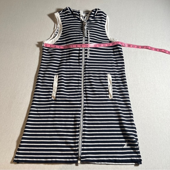 Nautica Navy + White Nautical Zip-Up Beach Cover Up w/ Hood + Pockets, Medium - Picture 7 of 11